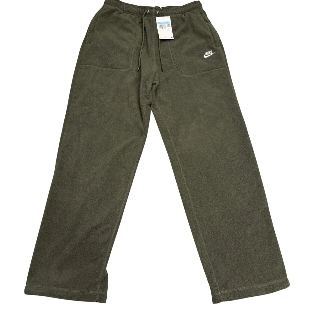 Nike Fleece Pants Men M Olive New Therma-FIT Straight Leg HV1348-355